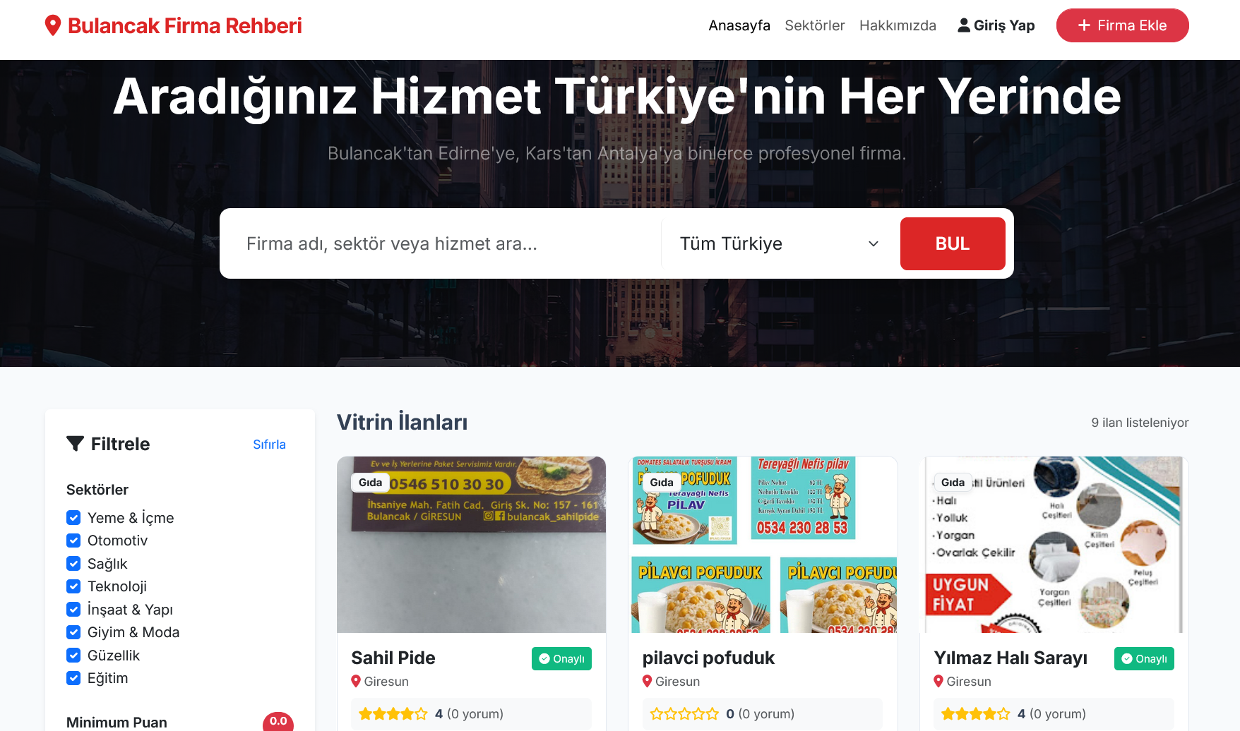 Bulancak Firma Rehberi, Türkiye’nin 81 İlindeki İş Dünyasını Tek Çatı Altında Buluşturuyor