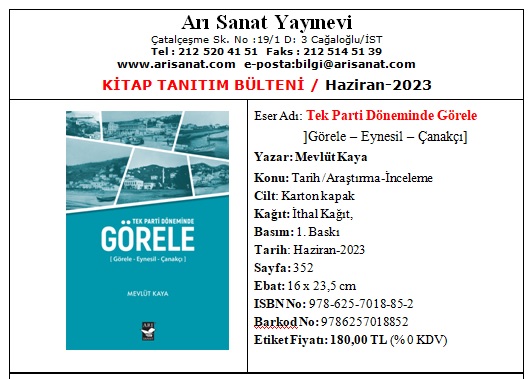 Tek Parti Döneminde Görele Kitabı Yayımlandı