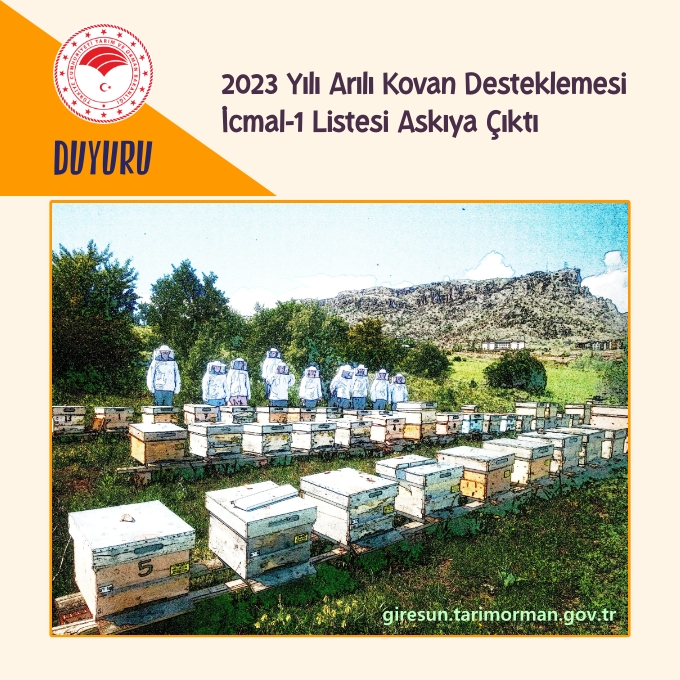 2023 Yılı Arılı Kovan Desteklemesi İcmal-1 Listesi Askıya Çıktı