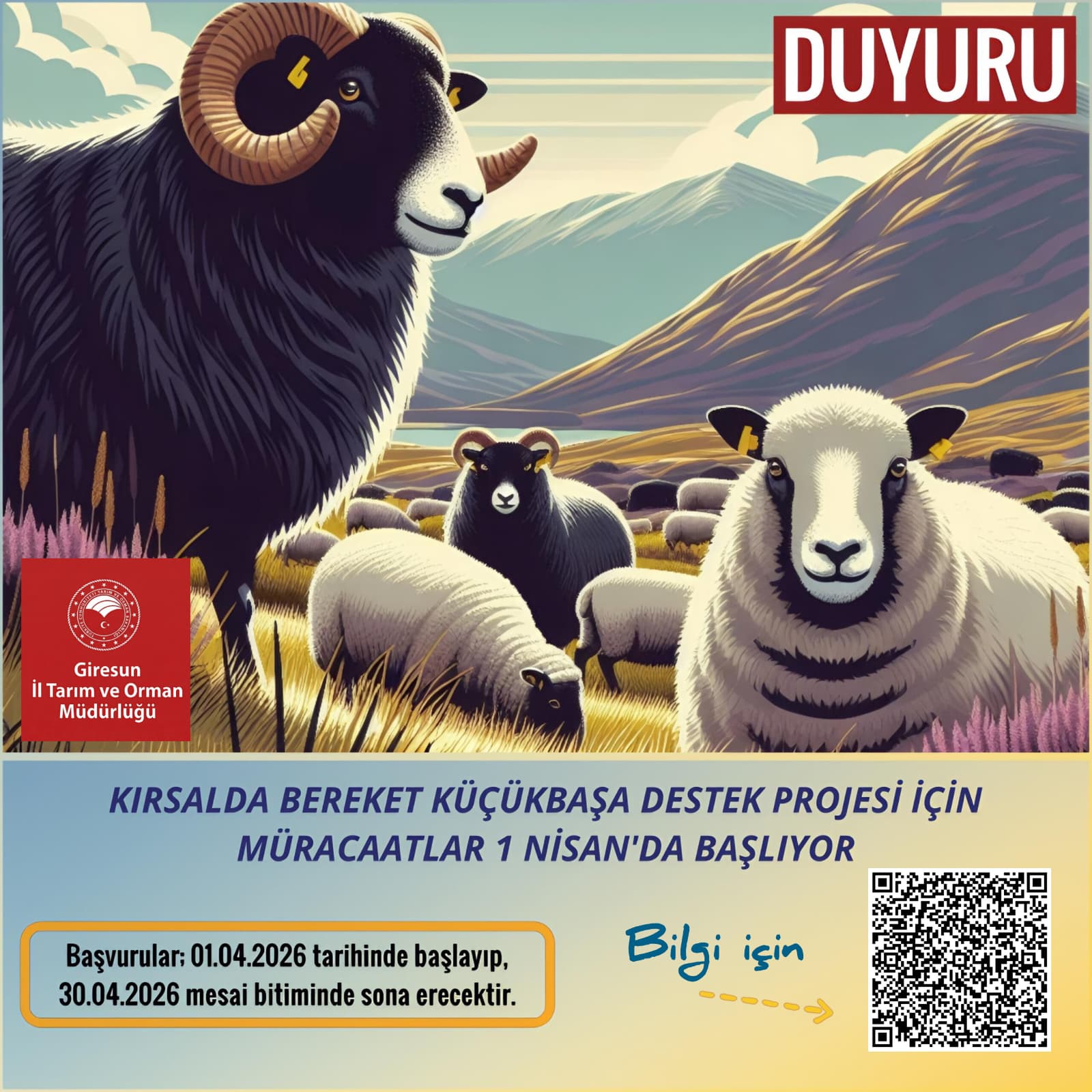 Kırsalda Bereket Küçükbaşa Destek Projesi İçin Müracaatlar 1 Nisan’da Başlıyor